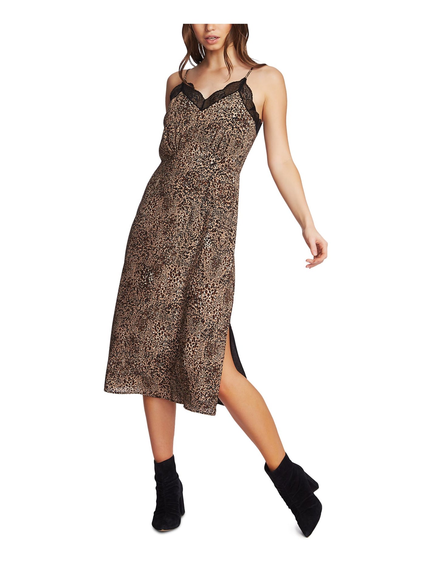 1. STATE Womens Brown Spaghetti Strap Maxi Shift Party Dress 0