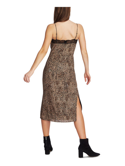 1. STATE Womens Brown Spaghetti Strap Maxi Shift Party Dress 0