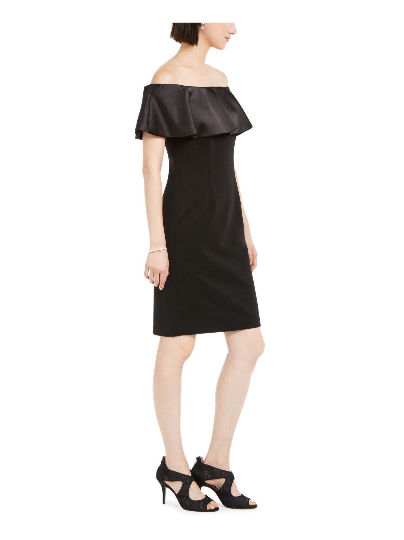 ADRIANNA PAPELL Womens Black Short Sleeve Strapless Short Formal Sheath Dress 8