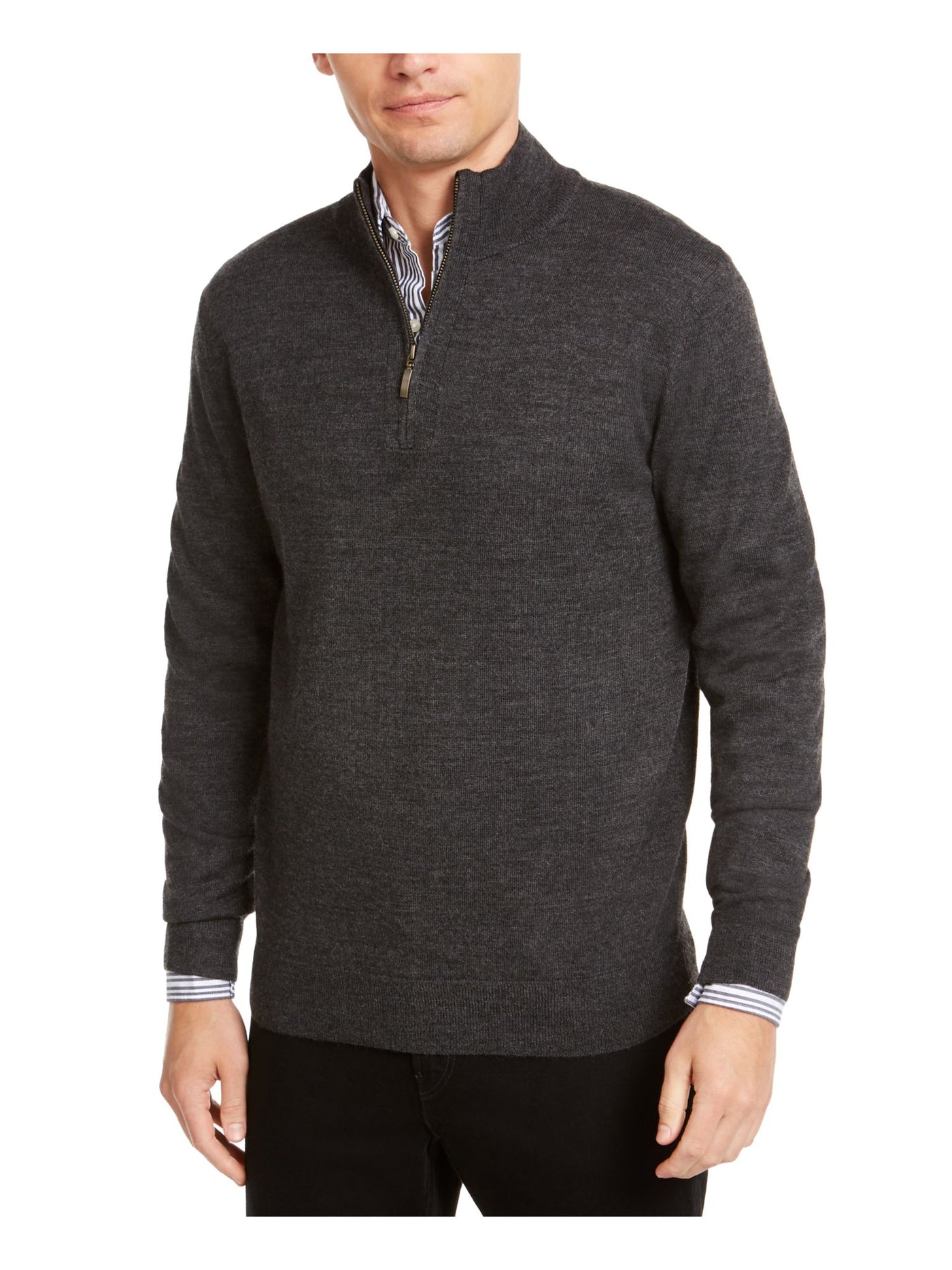 CLUBROOM Mens Gray Quarter-Zip Pullover Sweater S