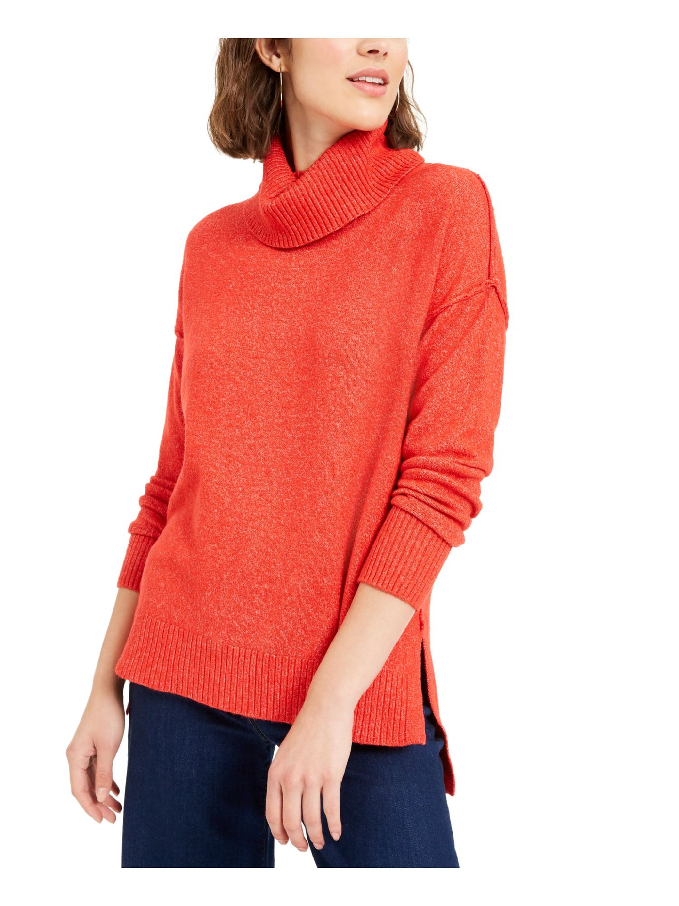 BECCA TILLEY X BAR III Womens Red Long Sleeve Turtle Neck Sweater M