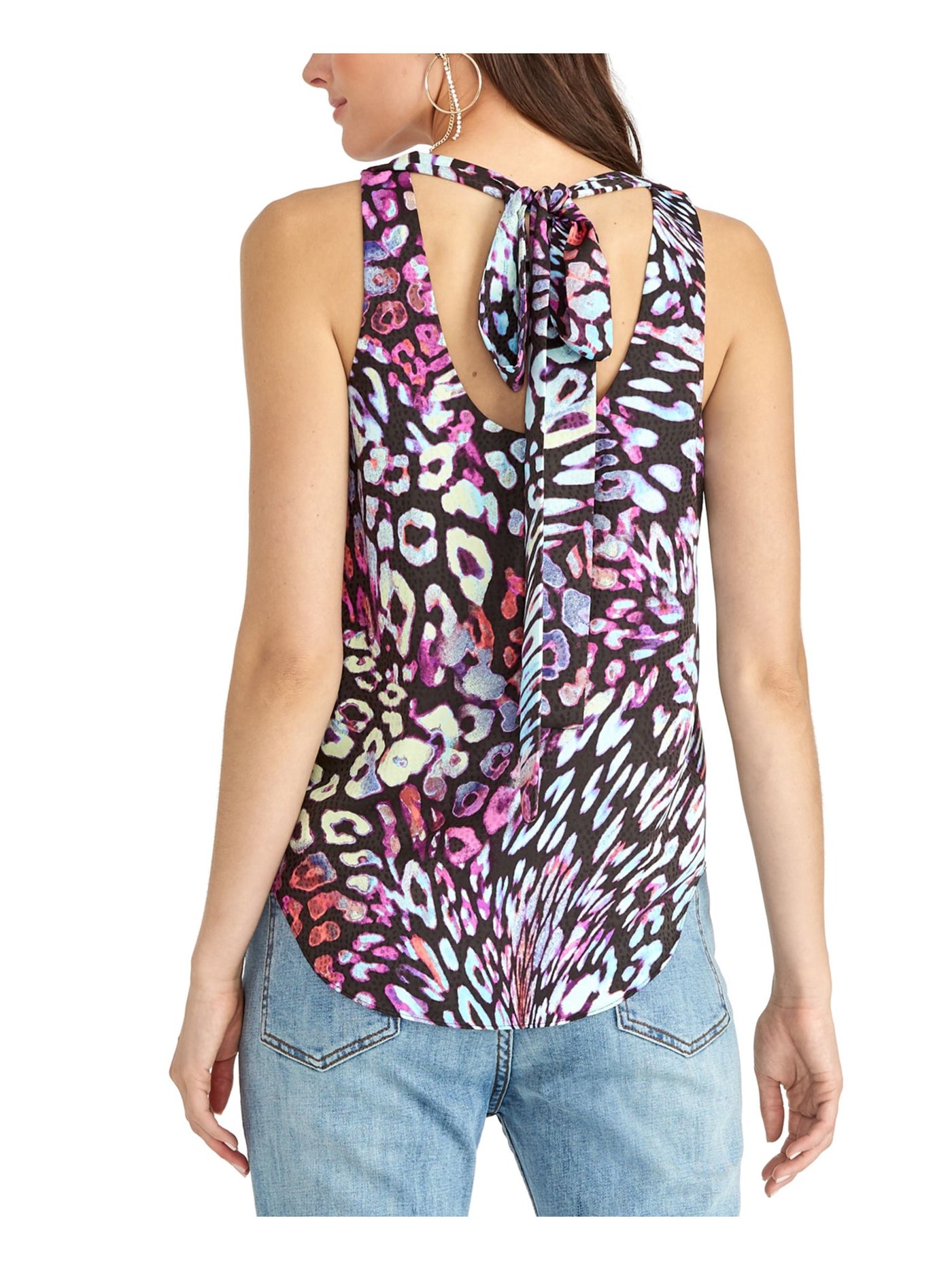 RACHEL ROY Womens Purple Animal Print Sleeveless Scoop Neck Tank Top Size: L