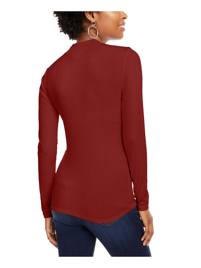 PLANET GOLD Womens Stretch Long Sleeve Mock Neck Top