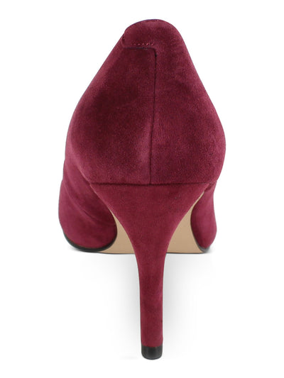 NANETTE LEPORE Womens Burgundy Logo Detail Ties Bow Accent Padded Skylar Pointed Toe Stiletto Slip On Leather Dress Pumps Shoes 8 M
