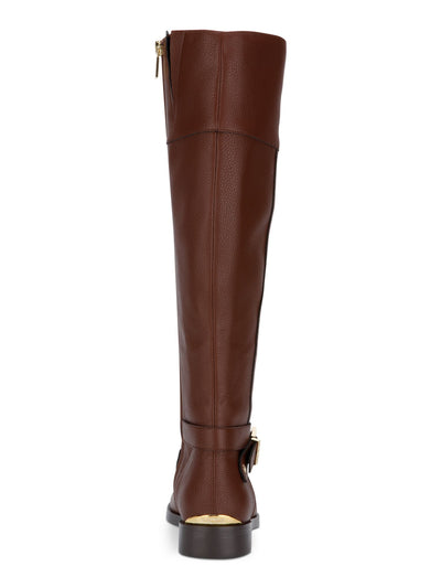 REACTION KENNETH COLE Womens Brown Thermoplastic Sole Gold Heel Accent Buckle Accent Wind Almond Toe Zip-Up Riding Boot 5.5 M