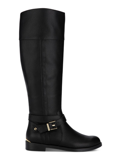 REACTIVE Womens Black Thermoplastic Sole Gold Heel Accent Buckle Accent Wind Almond Toe Zip-Up Riding Boot 6.5 M