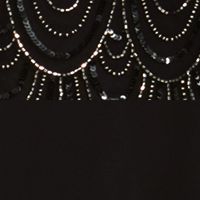 JKARA Womens Black Beaded Zippered Sheer Overlay 3/4 Sleeve Cowl Neck Maxi Formal Shift Dress
