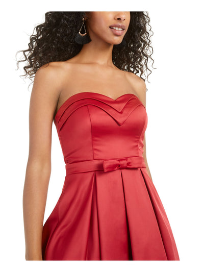 TRIXXI Womens Bow Detail Sweetheart Neckline Short Party Fit + Flare Dress