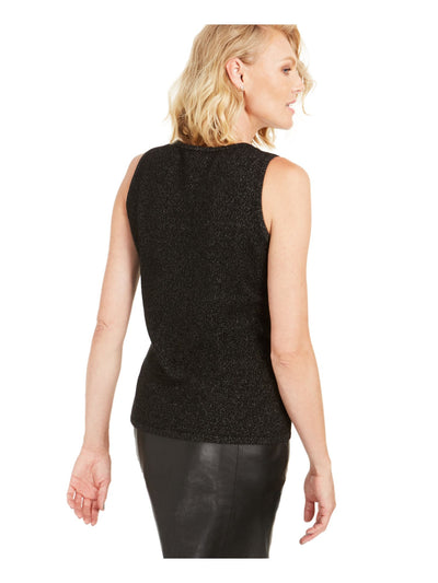 CHARTER CLUB Womens Black Shimmering Sleeveless Scoop Neck Sweater L