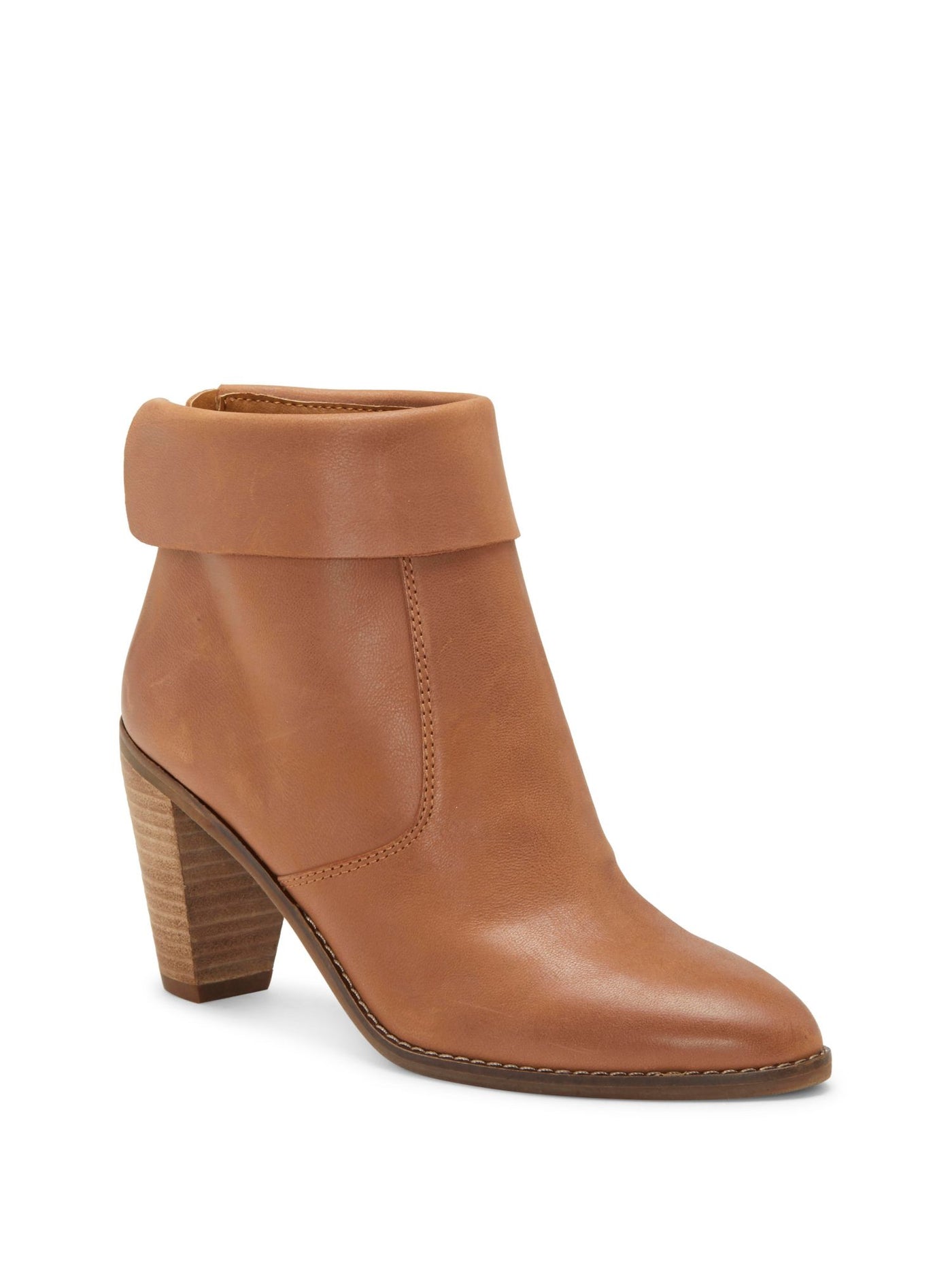 LUCKY BRAND Womens Brown Cuffed Comfort Nycott Almond Toe Stacked Heel Zip-Up Leather Booties 9 M