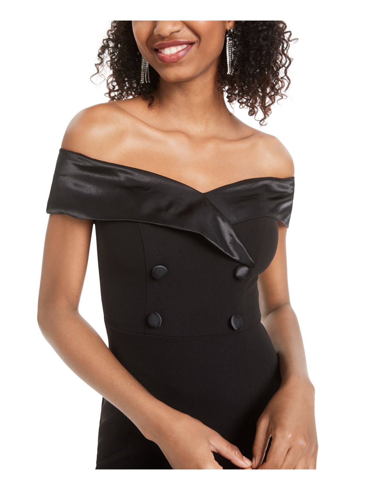 B DARLIN Womens Black Slitted Embellished Full-Length Formal Sheath Dress Juniors 1\2