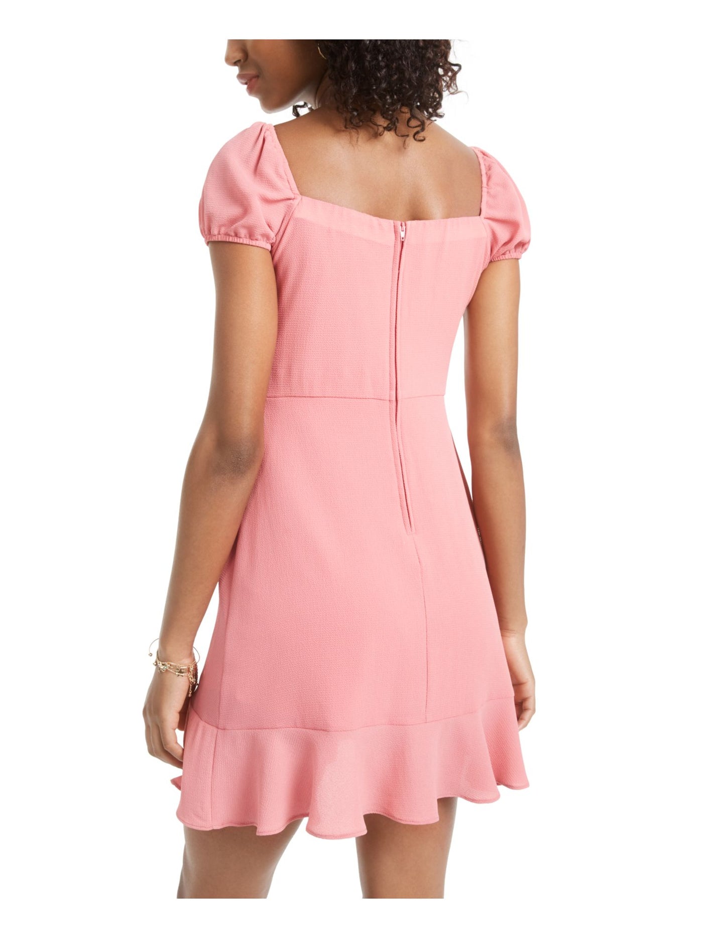 B DARLIN Womens Pink Cap Sleeve Square Neck Short Evening A-Line Dress Juniors 1\2
