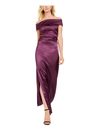 VINCE CAMUTO Womens Purple Ruched Sleeveless Off Shoulder Midi Evening Sheath Dress 8