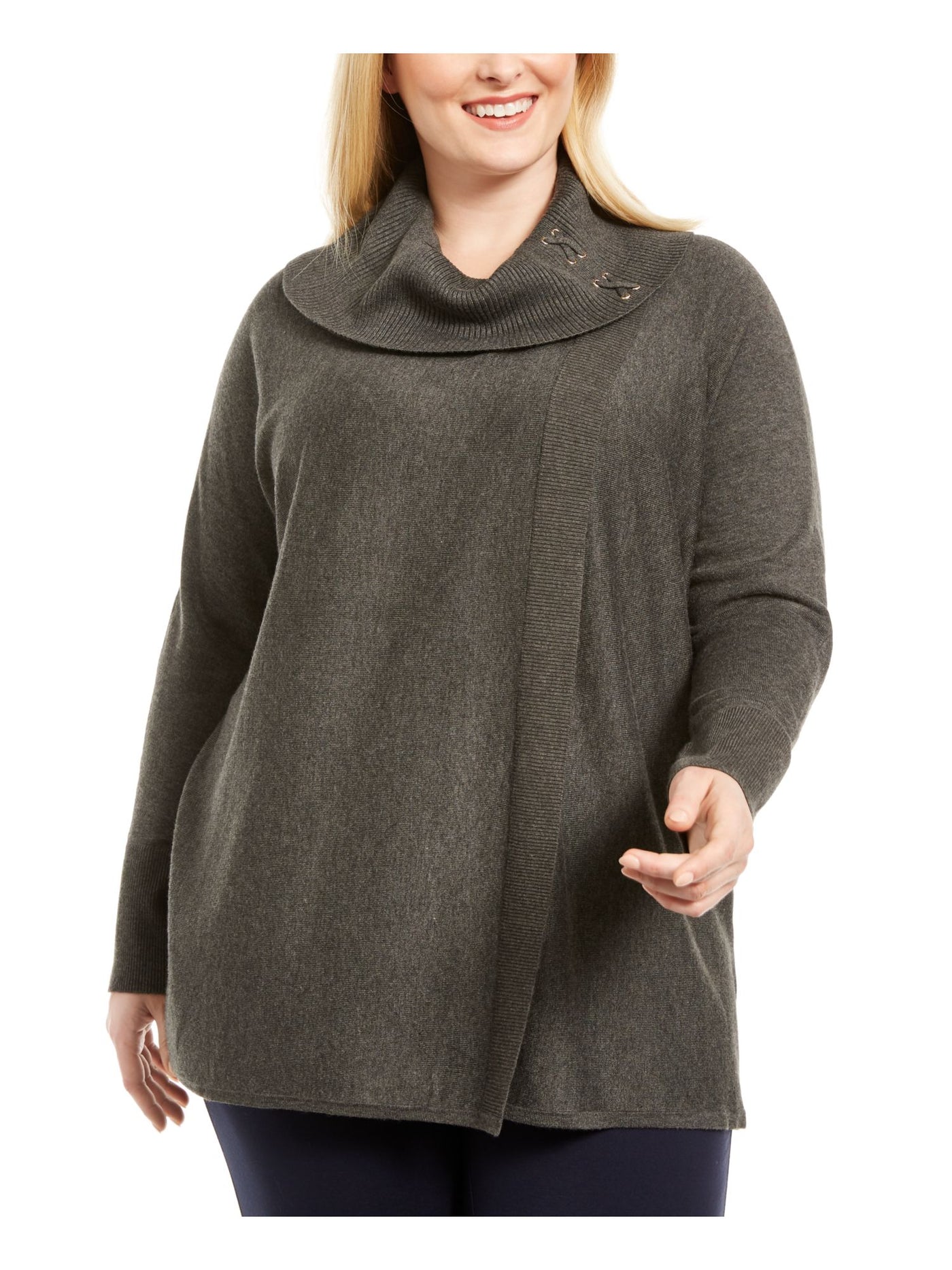 JM COLLECTION Womens Long Sleeve Cowl Neck Sweater
