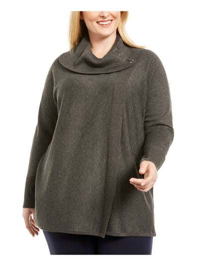 JM COLLECTION Womens Long Sleeve Cowl Neck Sweater