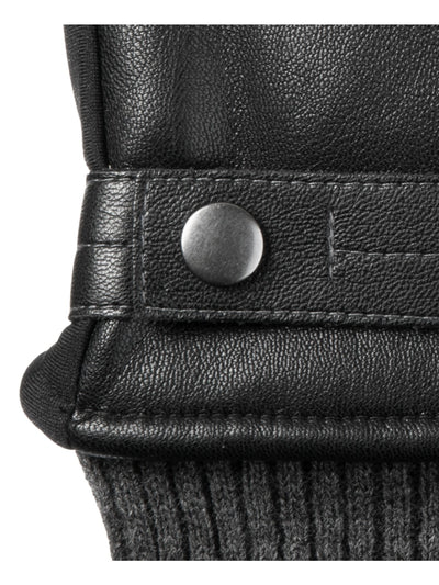 Isotoner Mens Black Faux Leather Slip On Waterproof Winter Cold Weather Gloves M