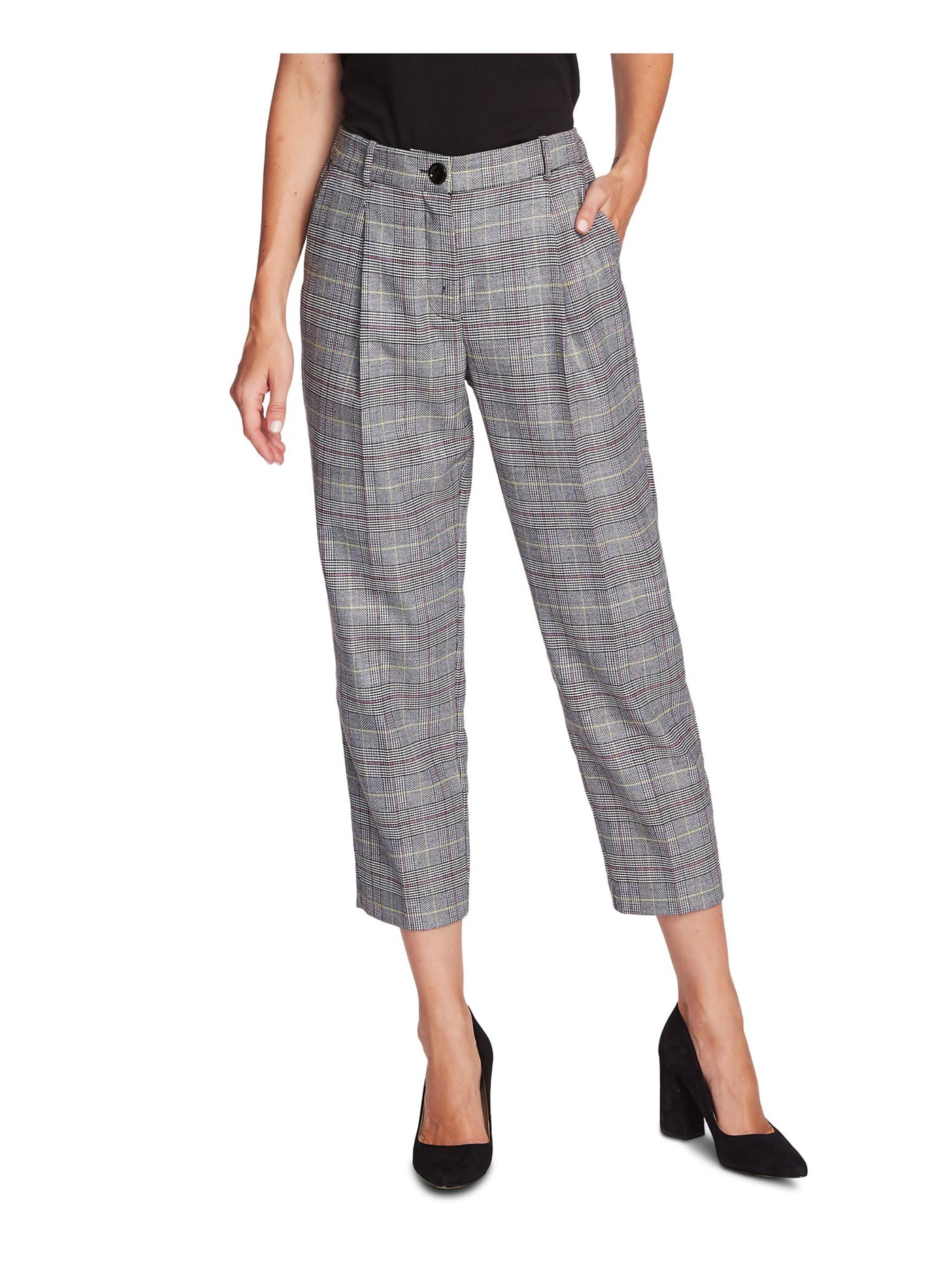 VINCE CAMUTO Womens Green Plaid Wear To Work Straight leg Pants 6