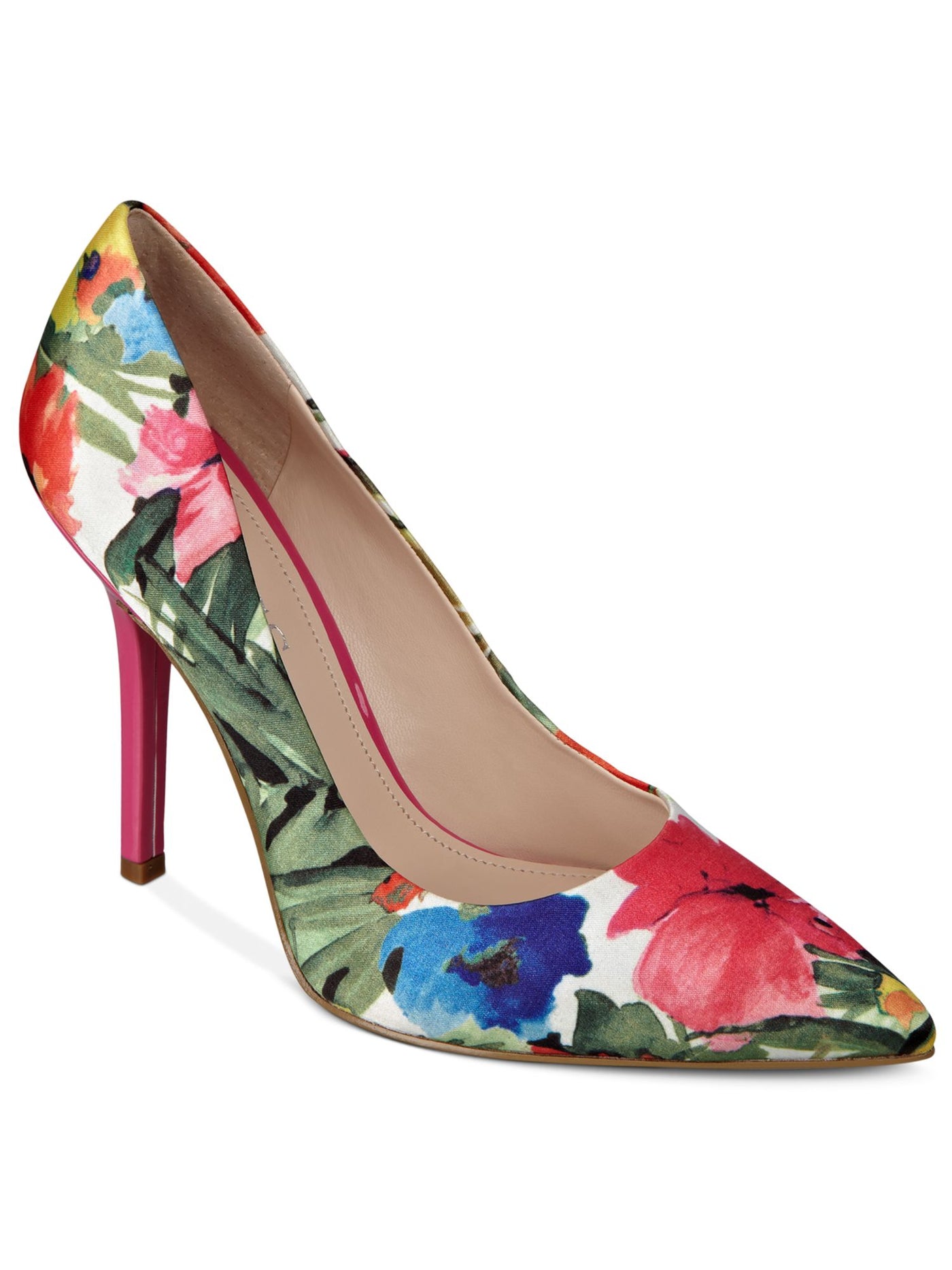 GUESS Womens Green Floral Padded Neodan Pointed Toe Stiletto Slip On Dress Pumps 5.5 M
