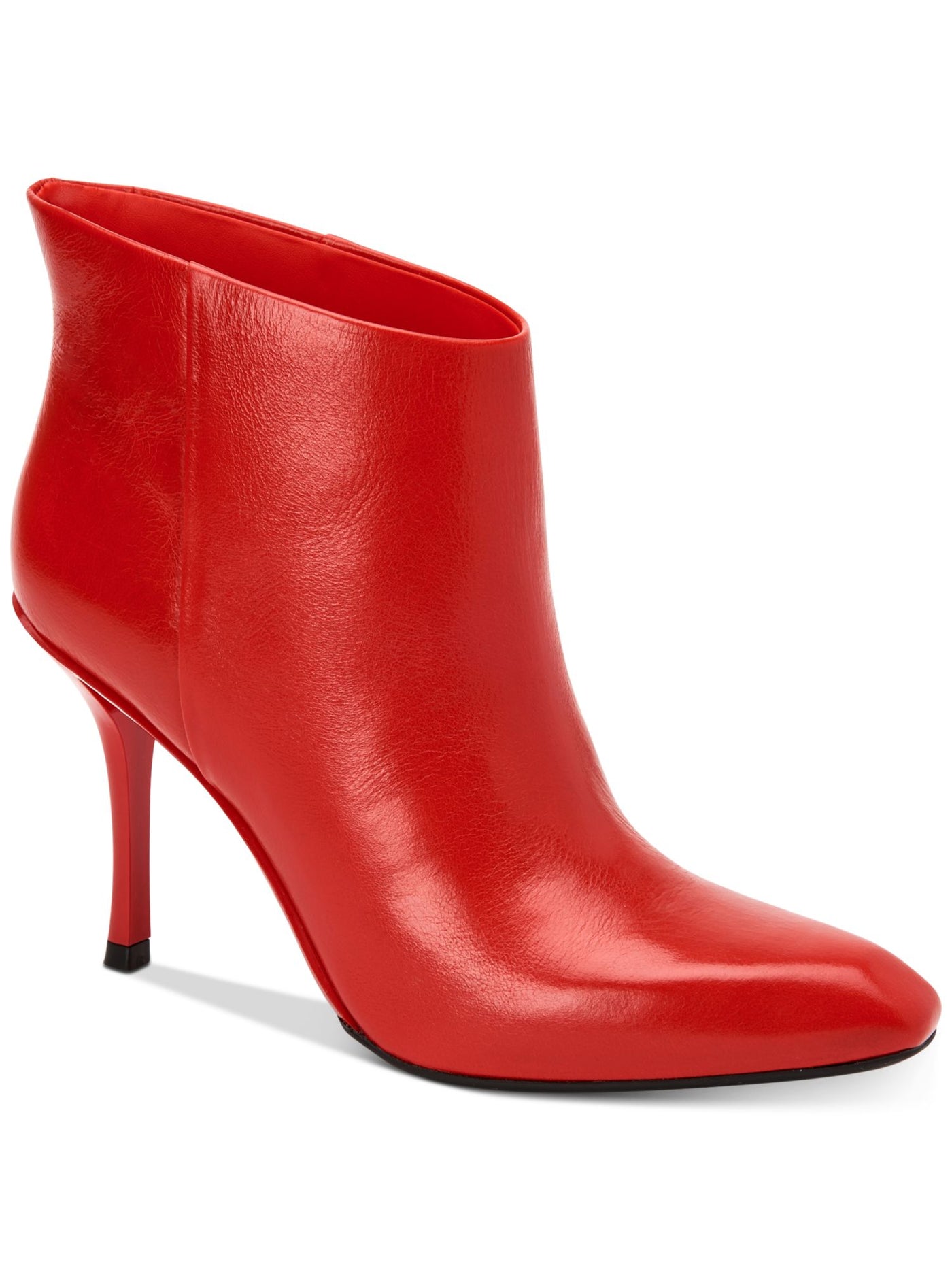 CALVIN KLEIN Womens Red Cushioned Slip Resistant Mim Square Toe Sculpted Heel Leather Booties 6.5 M