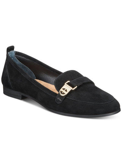 ALFANI Womens Black Logo Hardware Padded Comfort Axtonn Round Toe Block Heel Slip On Leather Loafers Shoes 7.5 M