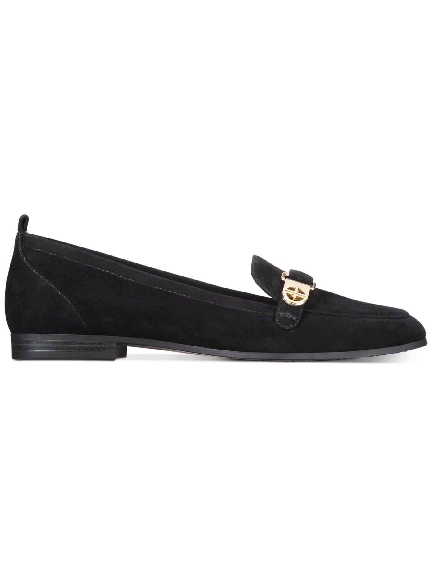 ALFANI Womens Black Logo Hardware Padded Comfort Axtonn Round Toe Block Heel Slip On Leather Loafers Shoes 7.5 M
