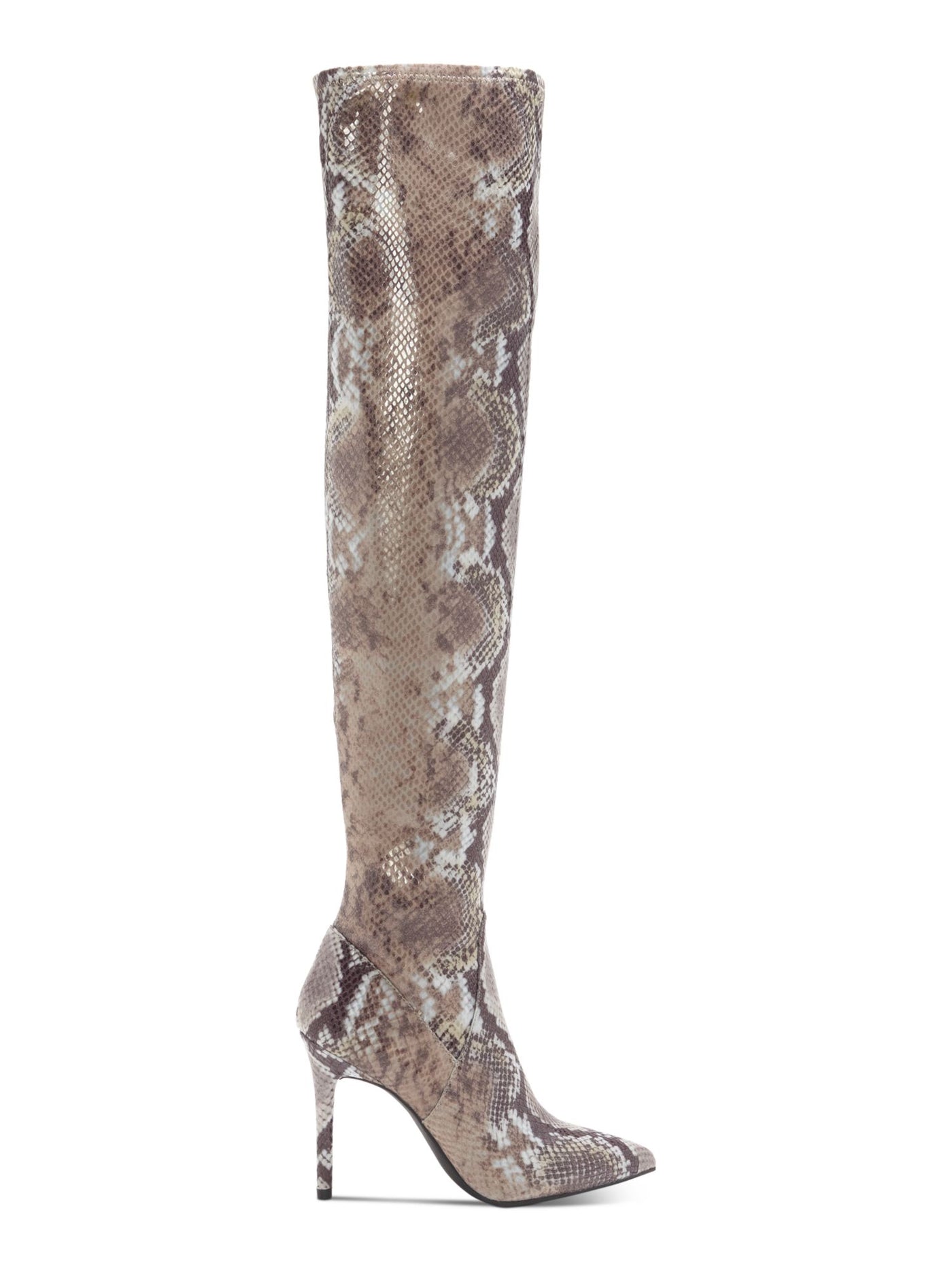 JESSICA SIMPSON Womens Beige Animal Print Pointed Toe Stiletto Zip-Up Heeled Boots 5.5