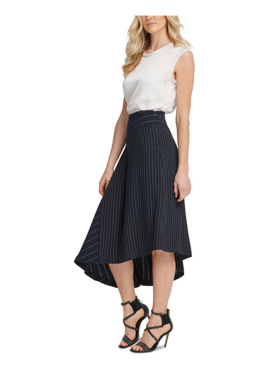 DKNY Womens Navy Pinstripe Midi Skirt 0