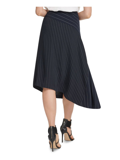DKNY Womens Navy Pinstripe Midi Skirt 0