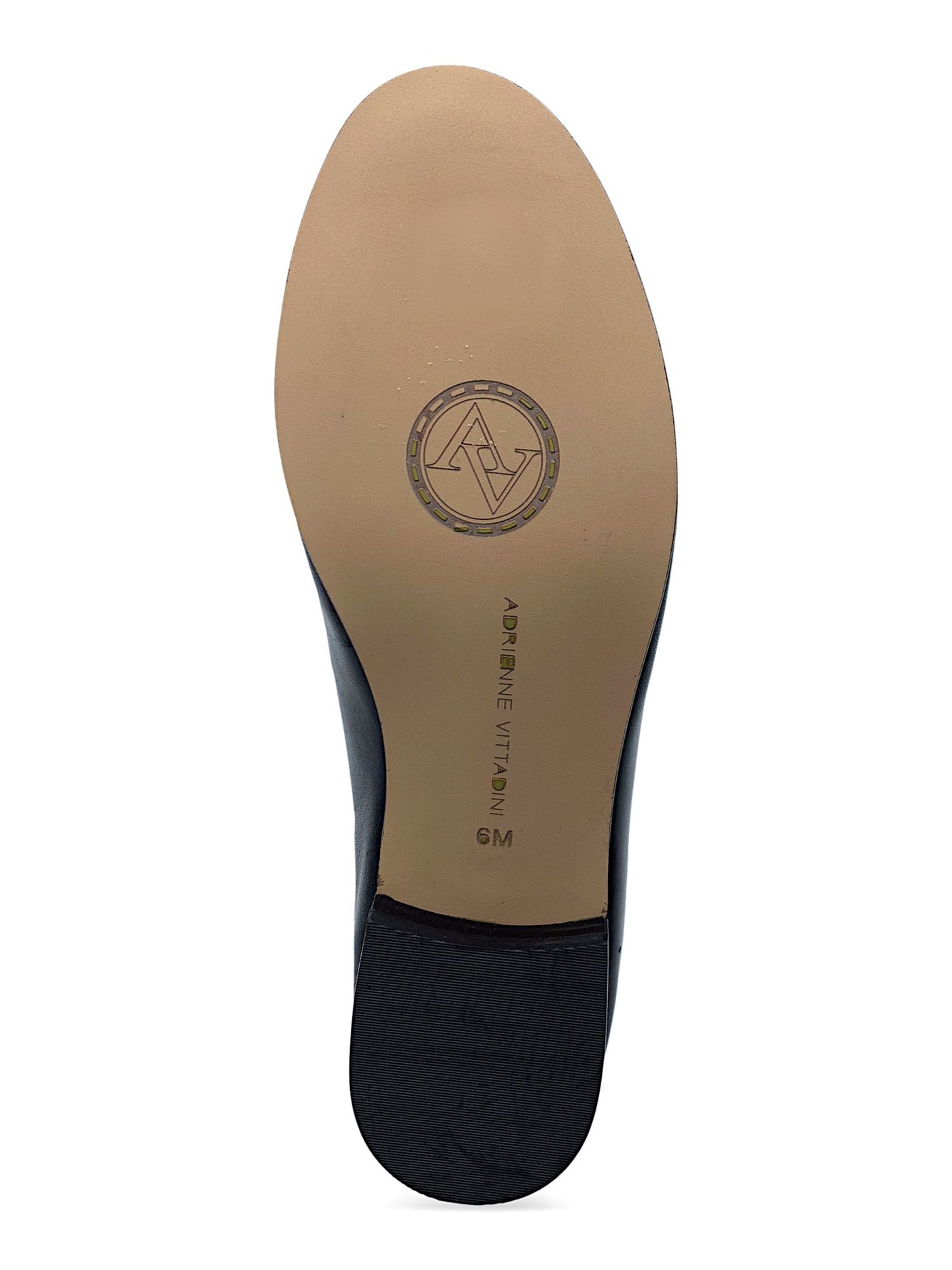 ADRIENNE VITTADINI Womens Black Metallic Hardware Detail Comfort Raja Round Toe Block Heel Slip On Leather Loafers Shoes 6.5 M