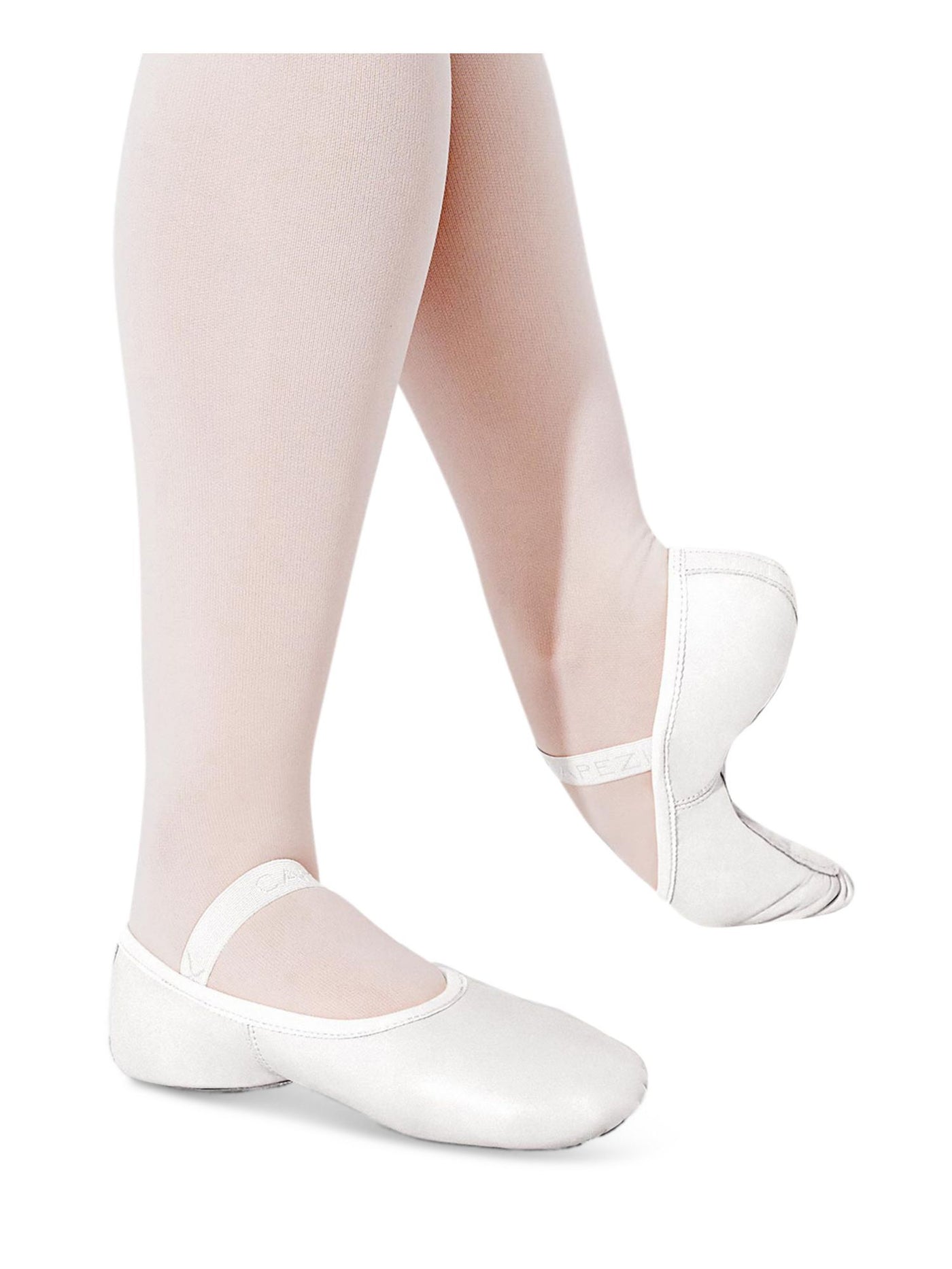 CAPEZIO Womens White Stretch Comfort Lily Round Toe Slip On Leather Ballet Flats 7 M