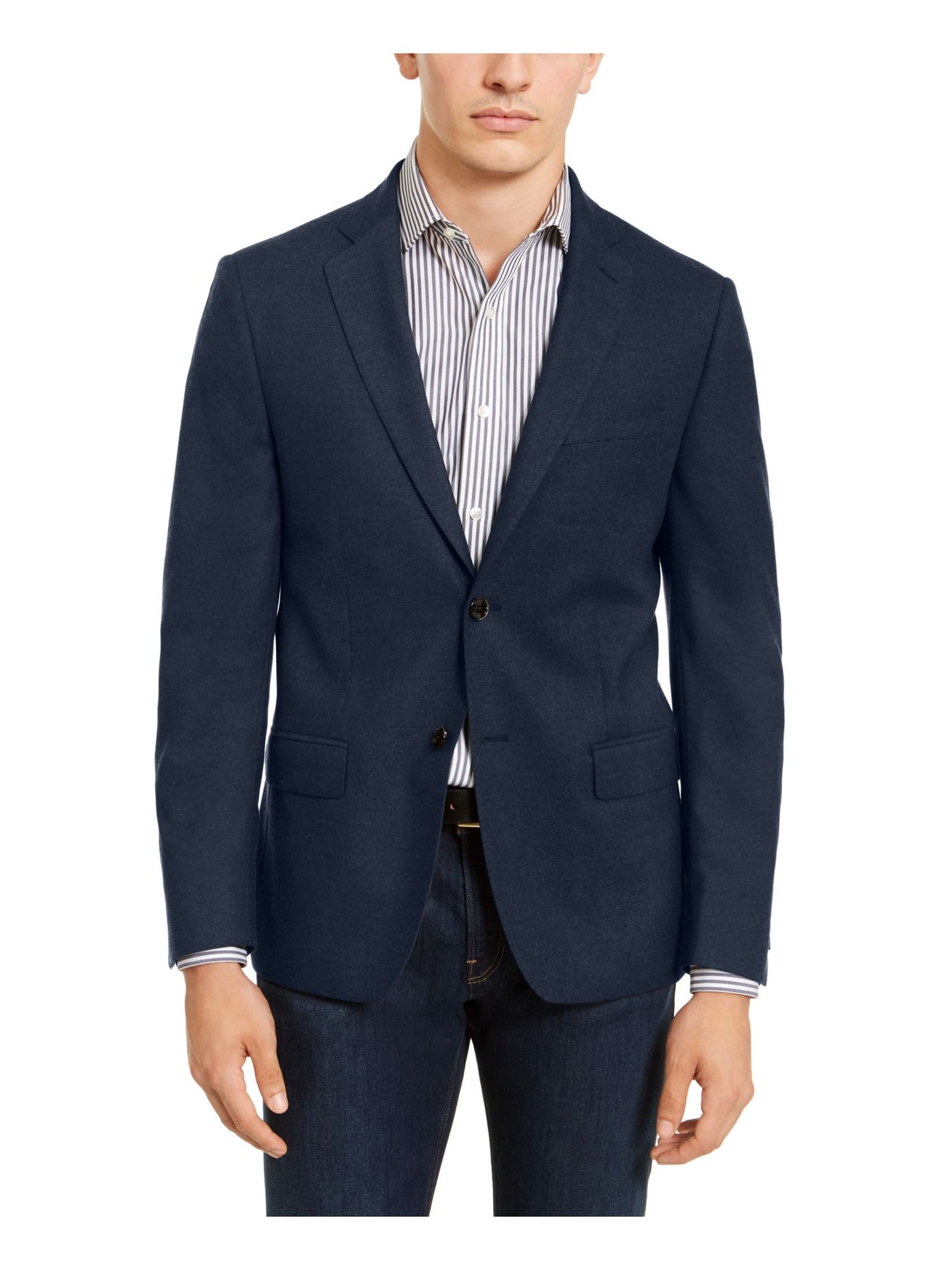 CALVIN KLEIN Mens Navy Single Breasted, Blazer Jacket 46R