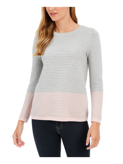 CHARTER CLUB Womens Textured Long Sleeve Crew Neck Blouse