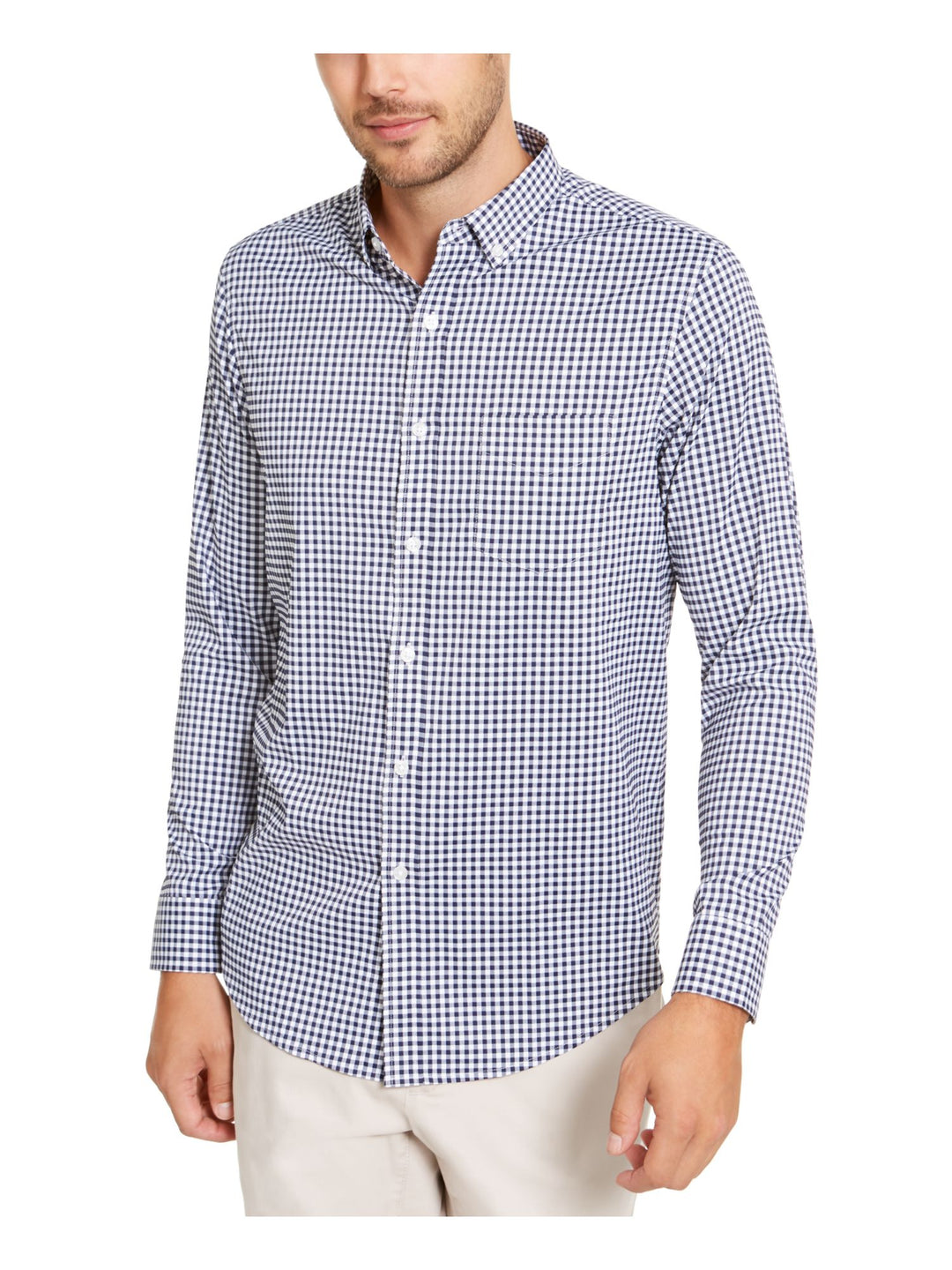 CLUBROOM Mens White Gingham Collared Classic Fit Stretch Dress Shirt – Bobbi + Bricka CLUBROOM Mens White Gingham Collared Classic Fit Stretch Dress Shirt – Bobbi + Bricka