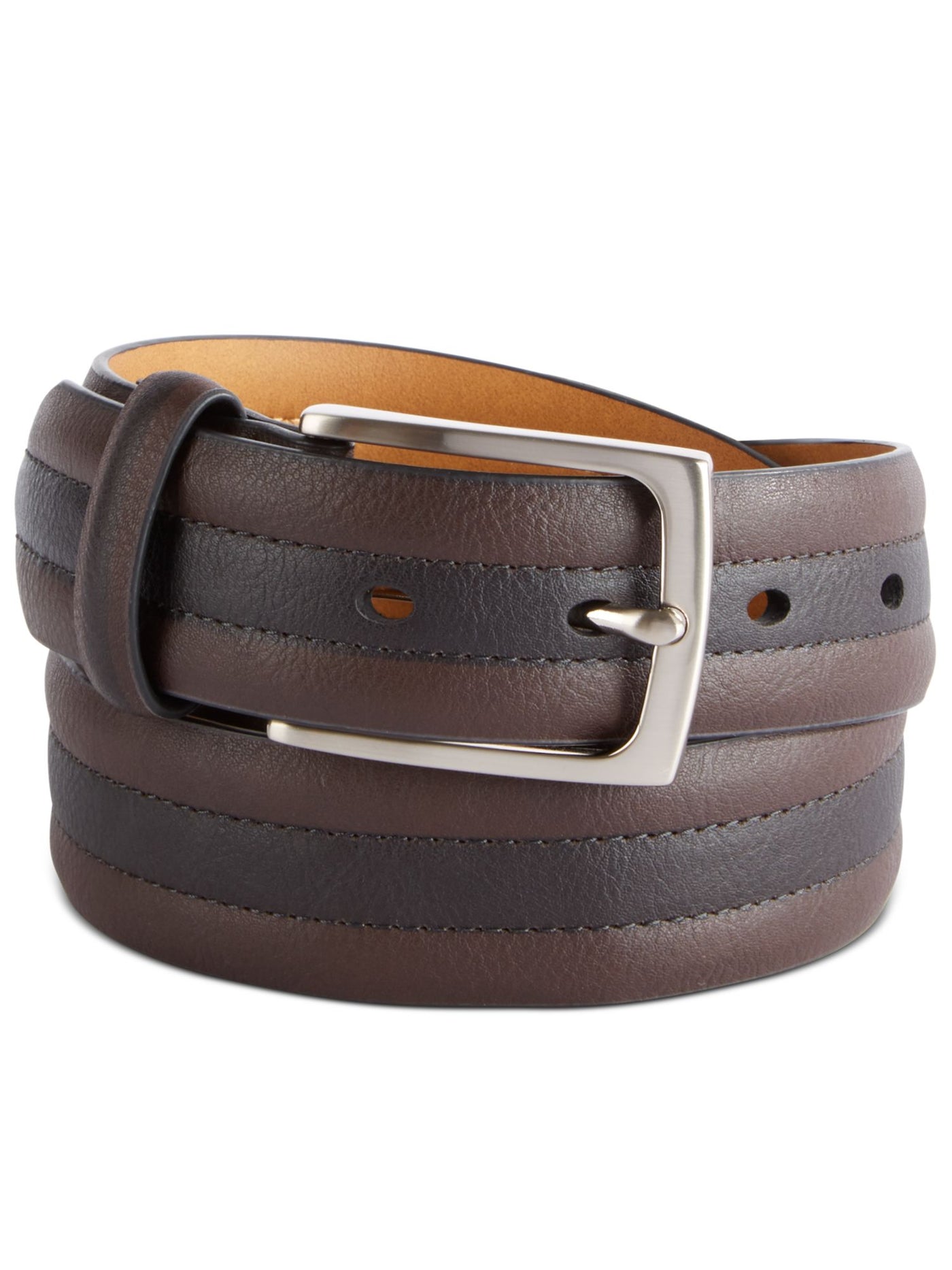 CLUBROOM Mens Brown Two-Tone Faux Leather Casual Belt S