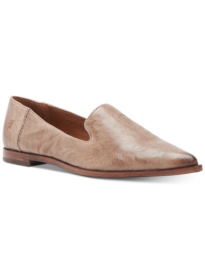 FRYE Womens Beige Comfort Kenzie Pointed Toe Block Heel Slip On Leather Loafers 7.5 M