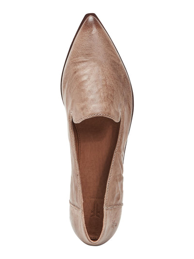 FRYE Womens Beige Comfort Kenzie Pointed Toe Block Heel Slip On Leather Loafers Shoes 6.5 M