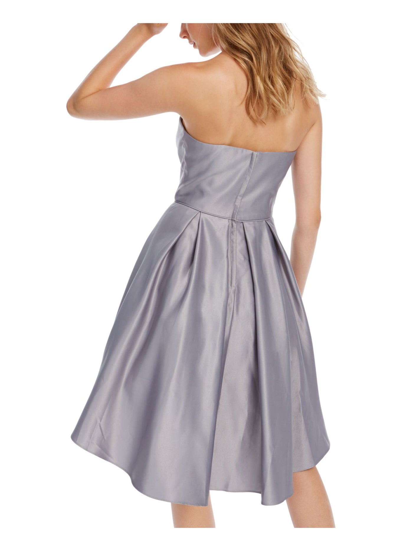 BLONDIE NITES Womens Silver Sleeveless Sweetheart Neckline Short Formal Fit + Flare Dress 7