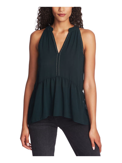 1. STATE Womens Sheer Sleeveless V Neck Top