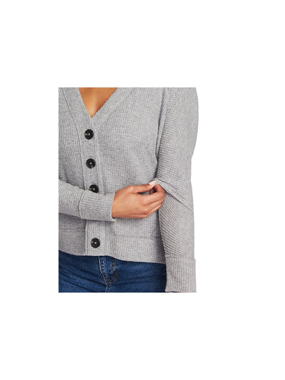 1. STATE Womens Gray Long Sleeve With Buttons Sweater S