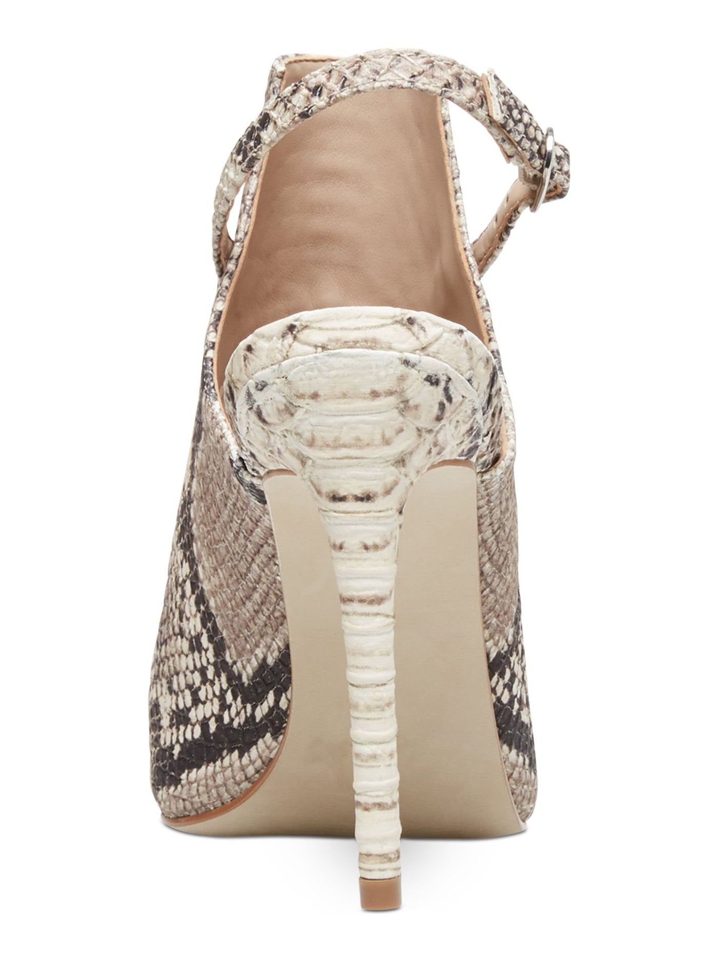 STEVE MADDEN Womens Beige Snake Print Slingback Adjustable Strap Cushioned Daily Pointed Toe Stiletto Buckle Dress Shootie 8 M