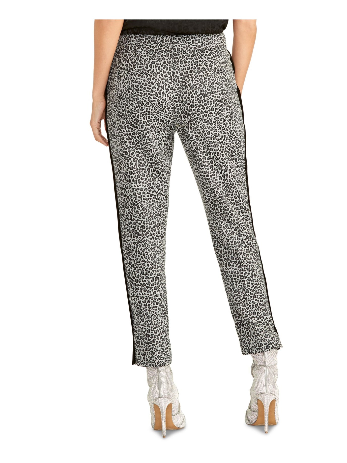 RACHEL ROY Womens Gray Animal Print Wear To Work Straight leg Pants 0