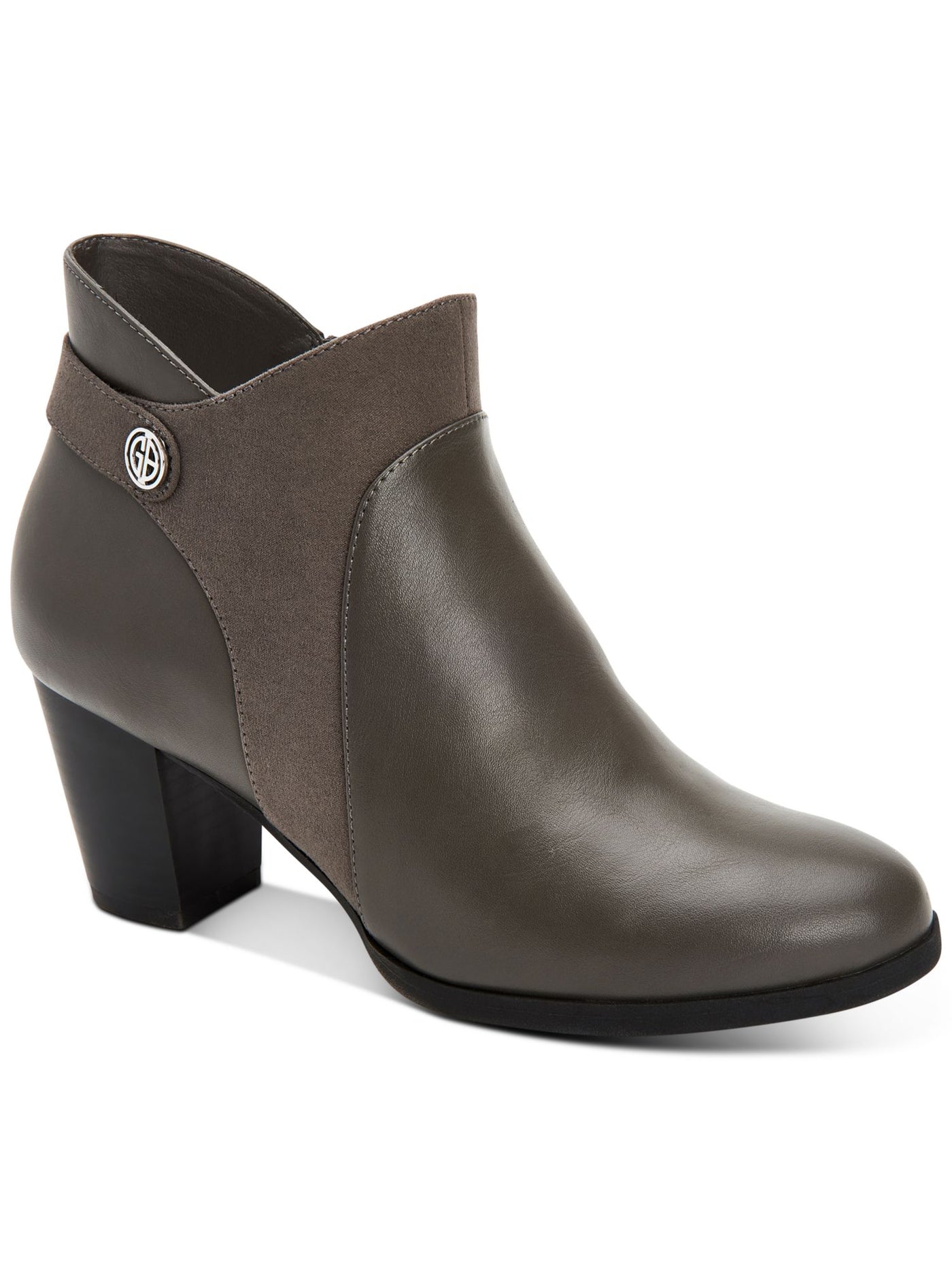 GIANI BERNINI Womens Gray Logo Cushioned Comfort Abalina Round Toe Block Heel Zip-Up Booties 9 M