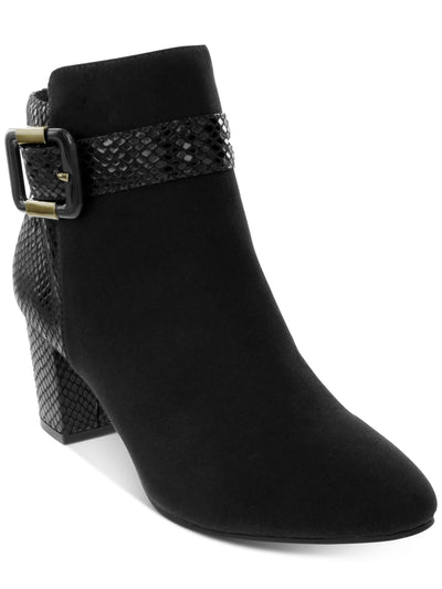 KAREN SCOTT Womens Black Buckle Accent Comfort Ivyy Almond Toe Block Heel Zip-Up Booties 5 M