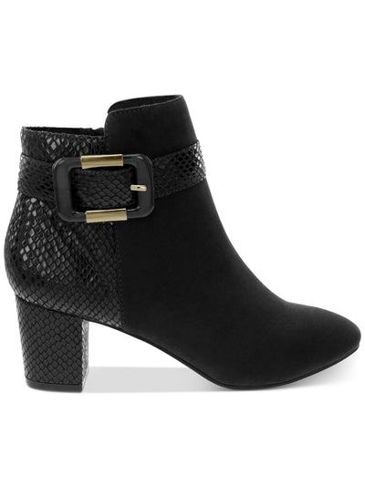KAREN SCOTT Womens Black Buckle Accent Comfort Ivyy Almond Toe Block Heel Zip-Up Booties 5 M
