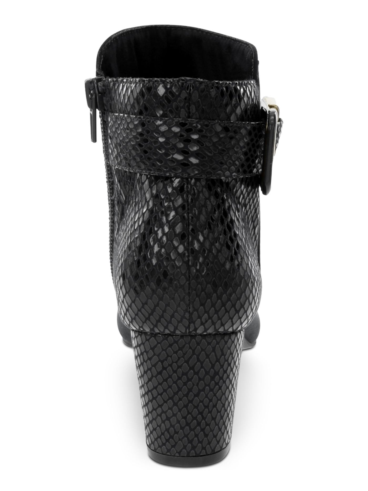 KAREN SCOTT Womens Black Buckle Accent Comfort Ivyy Almond Toe Block Heel Zip-Up Booties 5 M