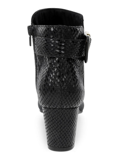 KAREN SCOTT Womens Black Buckle Accent Comfort Ivyy Almond Toe Block Heel Zip-Up Booties 5 M