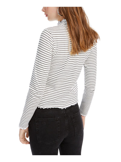 DISNEY Womens White Striped Long Sleeve Crew Neck Top Juniors XL