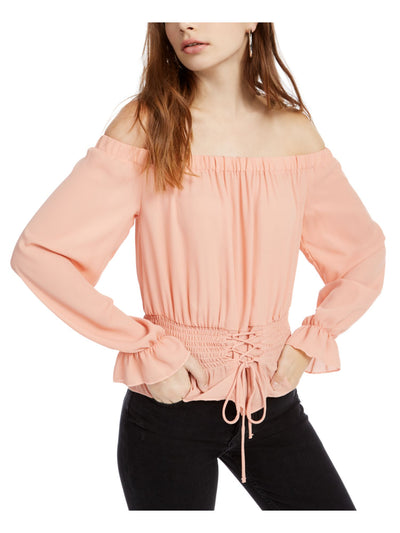 ULTRA FLIRT Womens Long Sleeve Off Shoulder Top