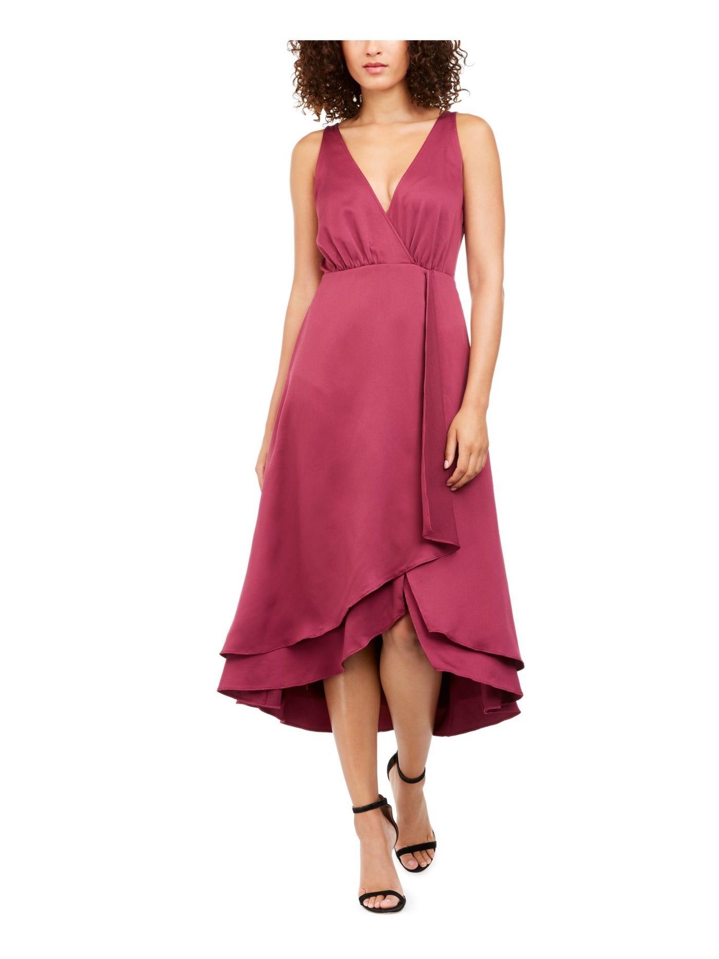 FRENCH CONNECTION Womens Purple Zippered Sleeveless V Neck Below The Knee Evening Fit + Flare Dress 6