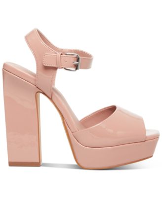 MADDEN GIRL Womens Pink 1" Platform Adjustable Strap Cushioned Bambi Round Toe Sculpted Heel Buckle Dress Slingback Sandal M